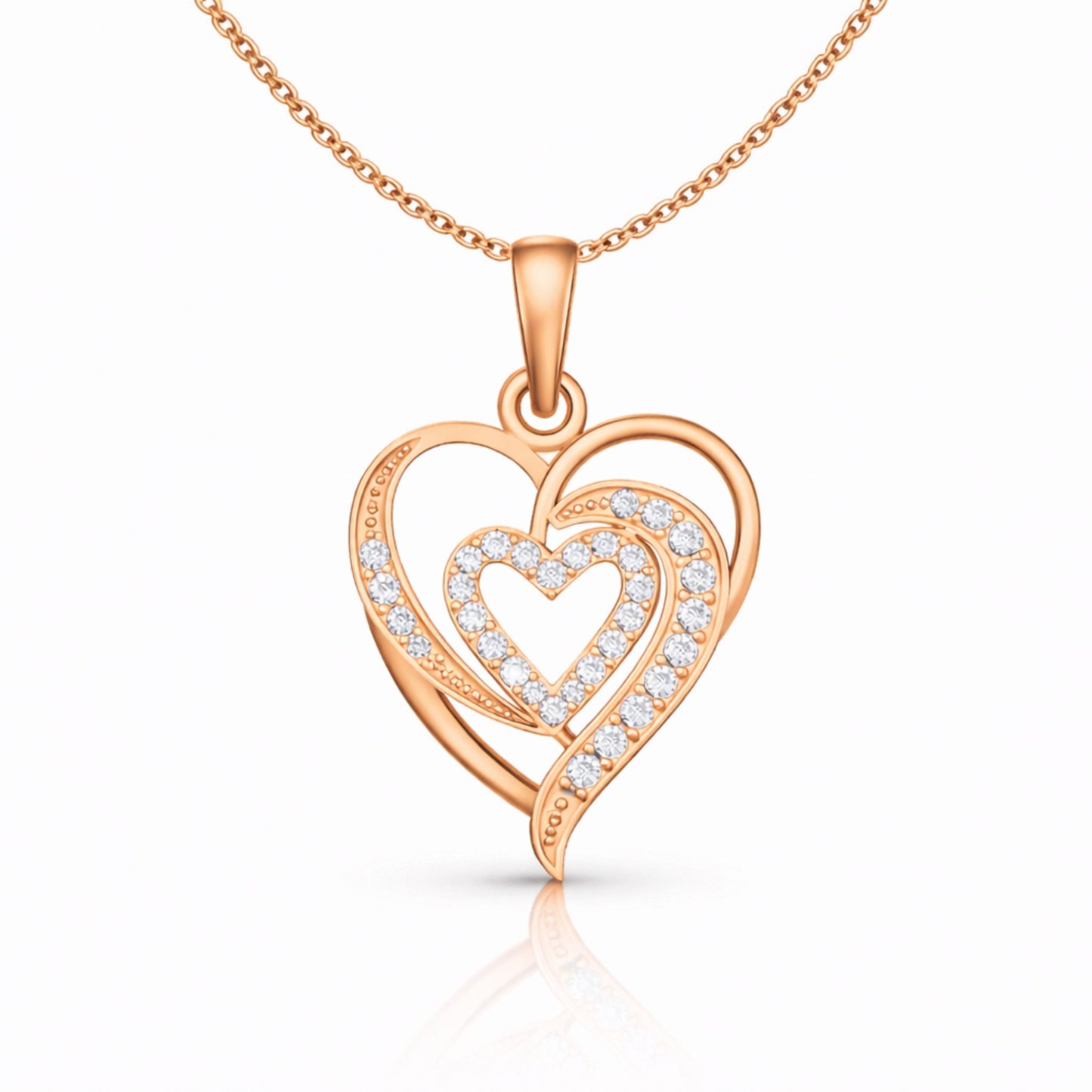 Elegant Double Heart Lab-Grown Diamond Pendant in 925 Sterling Silver
