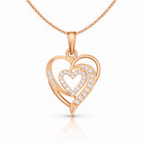 Elegant Double Heart Lab-Grown Diamond Pendant in 925 Sterling Silver
