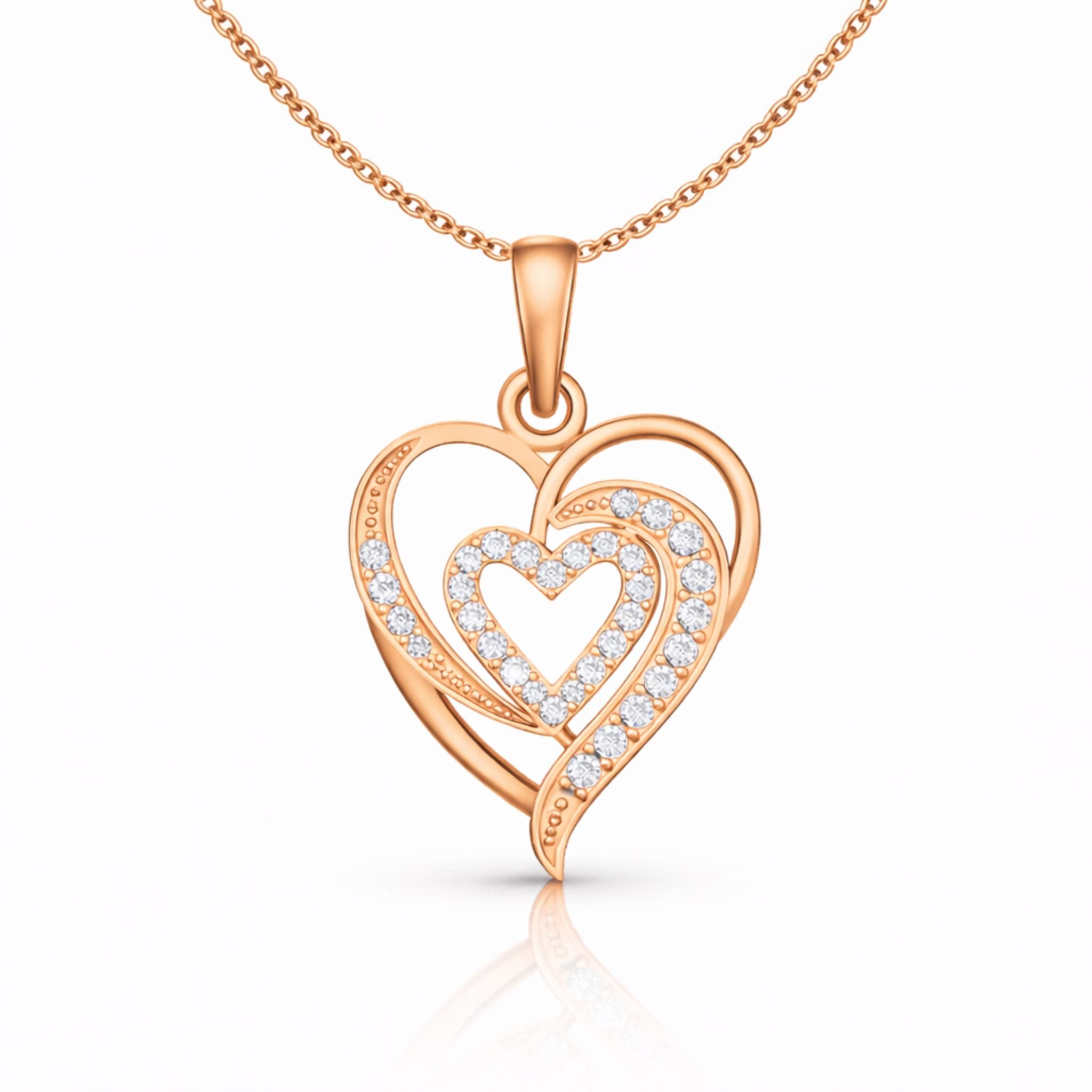Elegant Double Heart Lab-Grown Diamond Pendant in 925 Sterling Silver