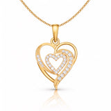 Elegant Double Heart Lab-Grown Diamond Pendant in 925 Sterling Silver with Chain
