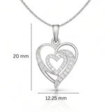 Elegant Double Heart Lab-Grown Diamond Pendant in 925 Sterling Silver with Chain
