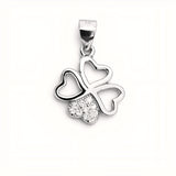 925 Sterling Silver Heart Clover Pendant with Cubic Zirconia