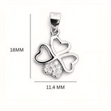 925 Sterling Silver Heart Clover Pendant with Cubic Zirconia