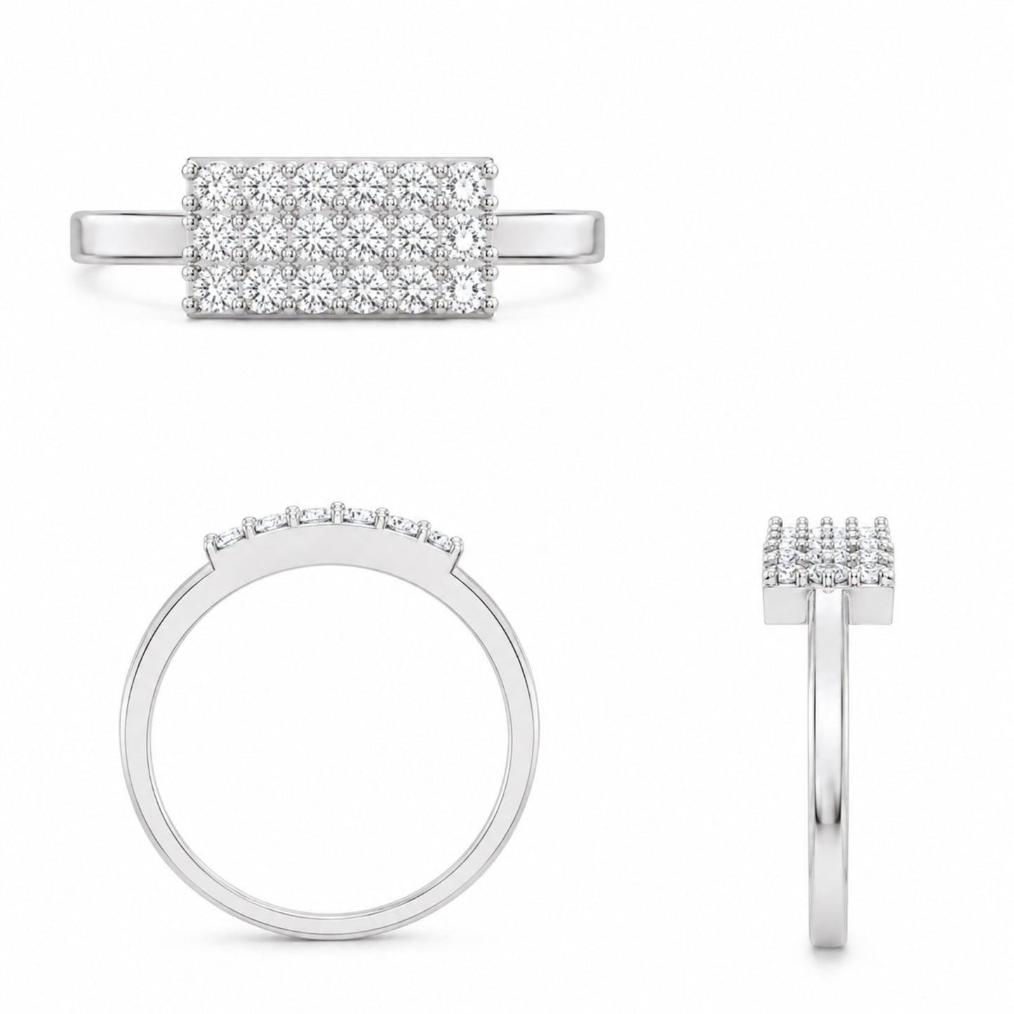 Elegant Lab Grown Diamond Cluster Ring in 925 Sterling Silver