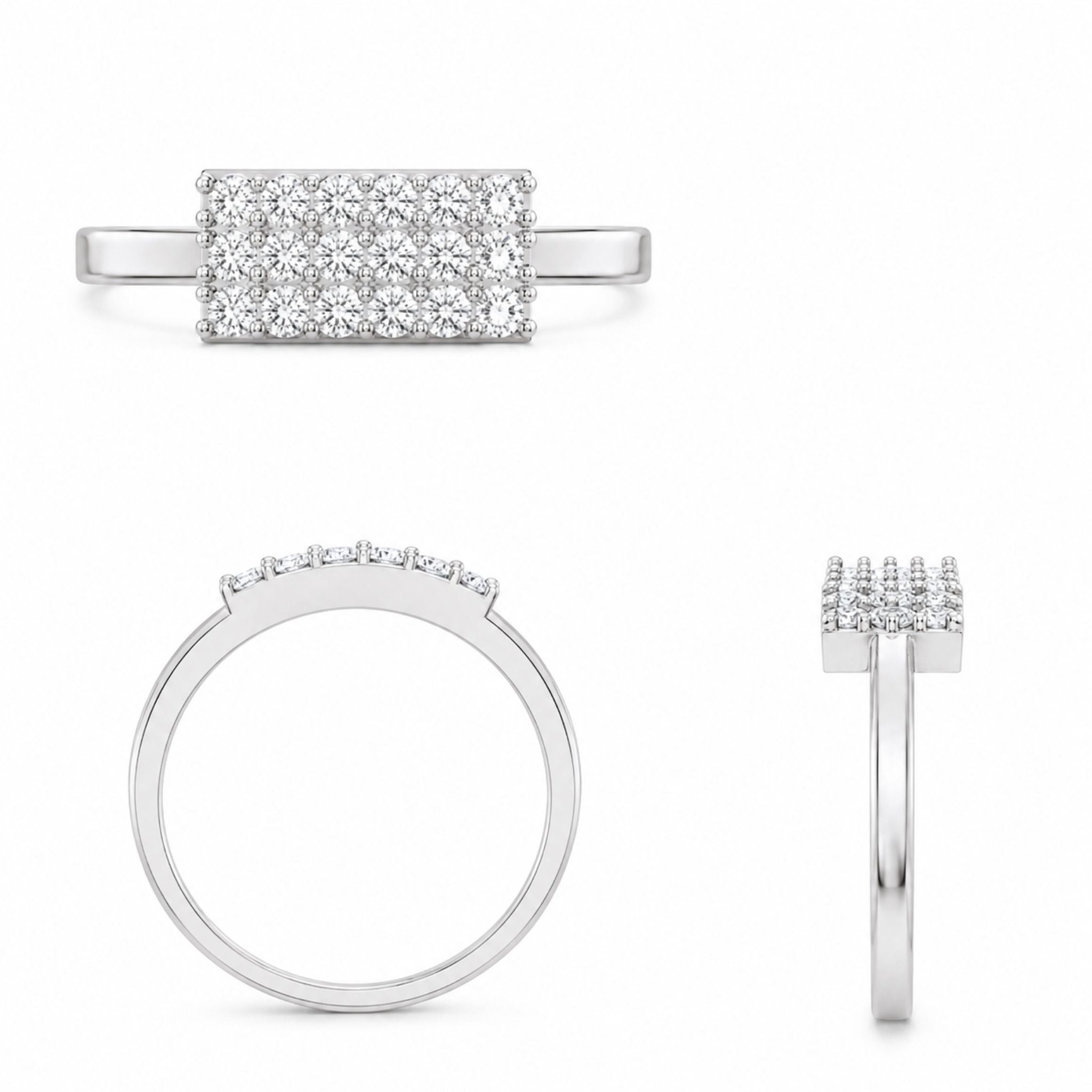 Elegant Lab Grown Diamond Cluster Ring in 925 Sterling Silver