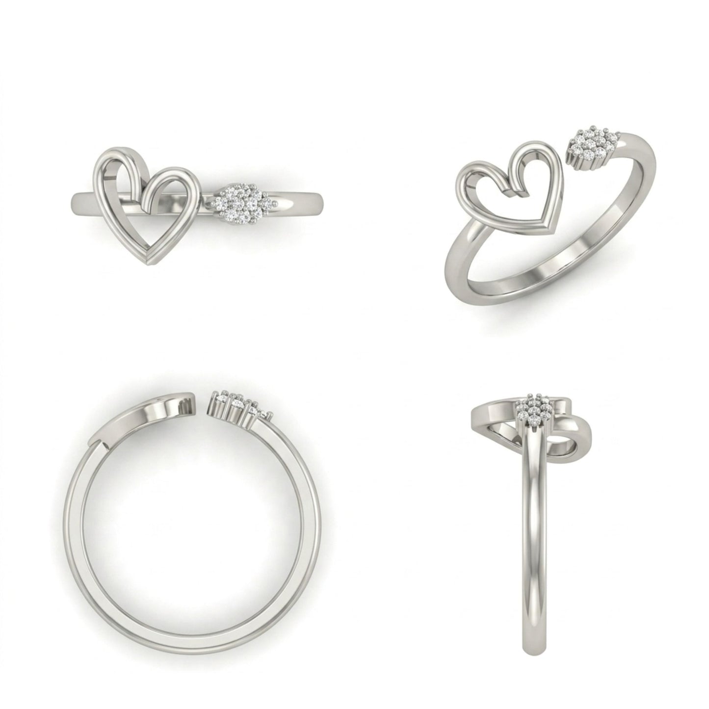 Elegant Lab Grown Diamond Heart Ring in 925 Sterling Silver