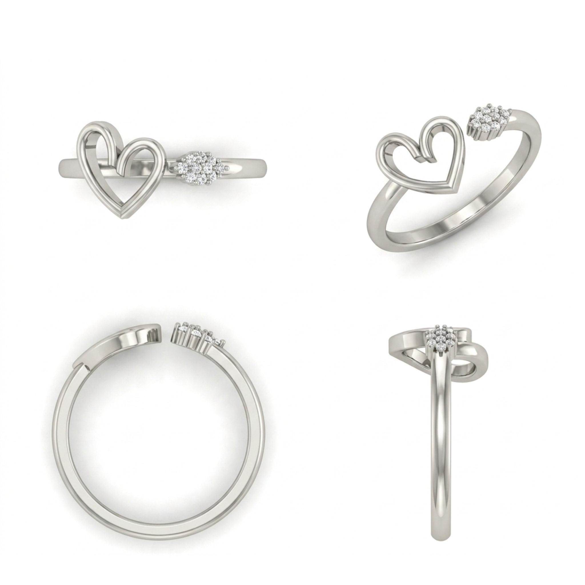 Elegant Lab Grown Diamond Heart Ring in 925 Sterling Silver