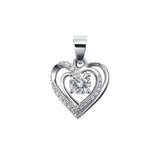 925 Sterling Silver Layered Open Heart Pendant with Cubic Zirconia