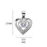 925 Sterling Silver Layered Open Heart Pendant with Cubic Zirconia