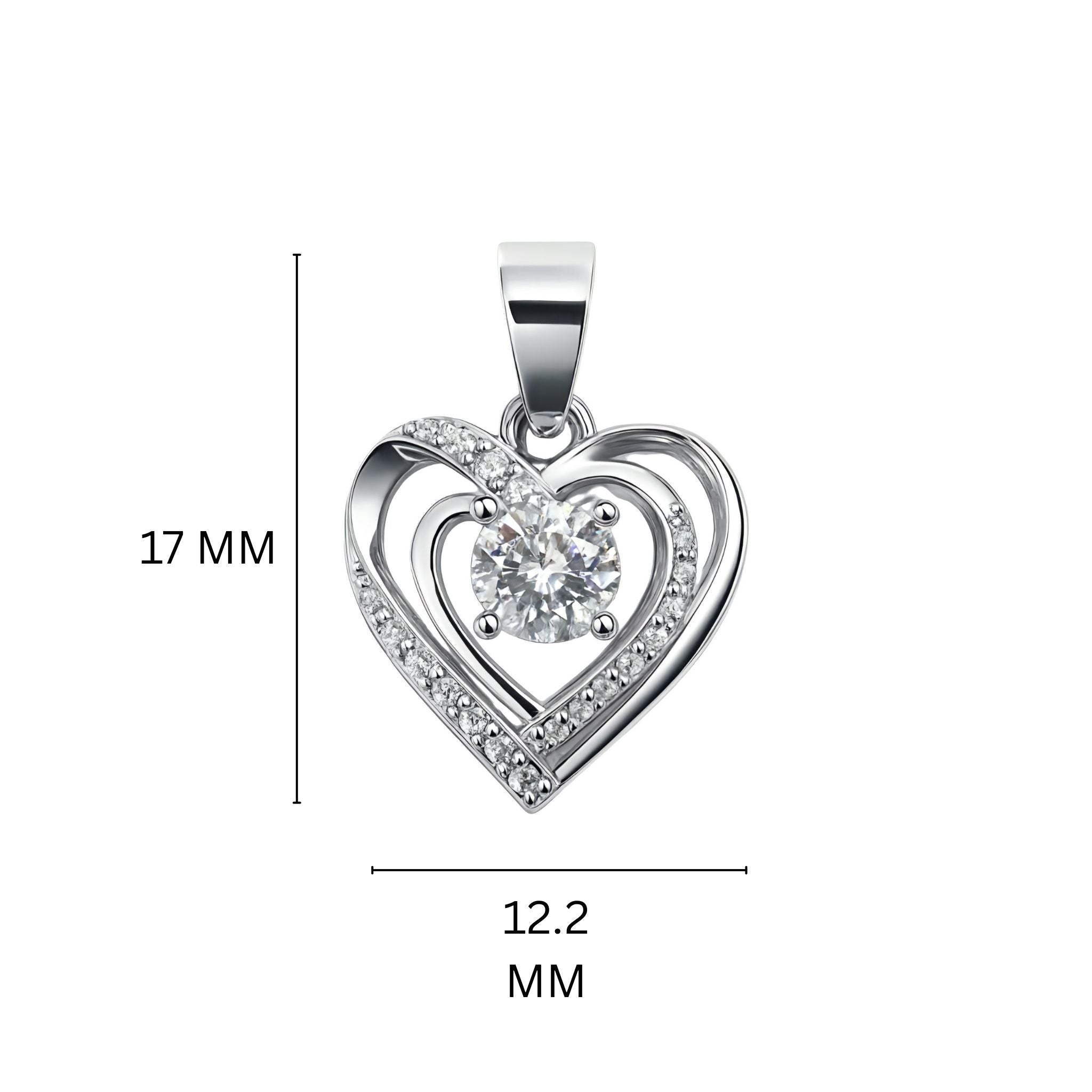 925 Sterling Silver Layered Open Heart Pendant with Cubic Zirconia