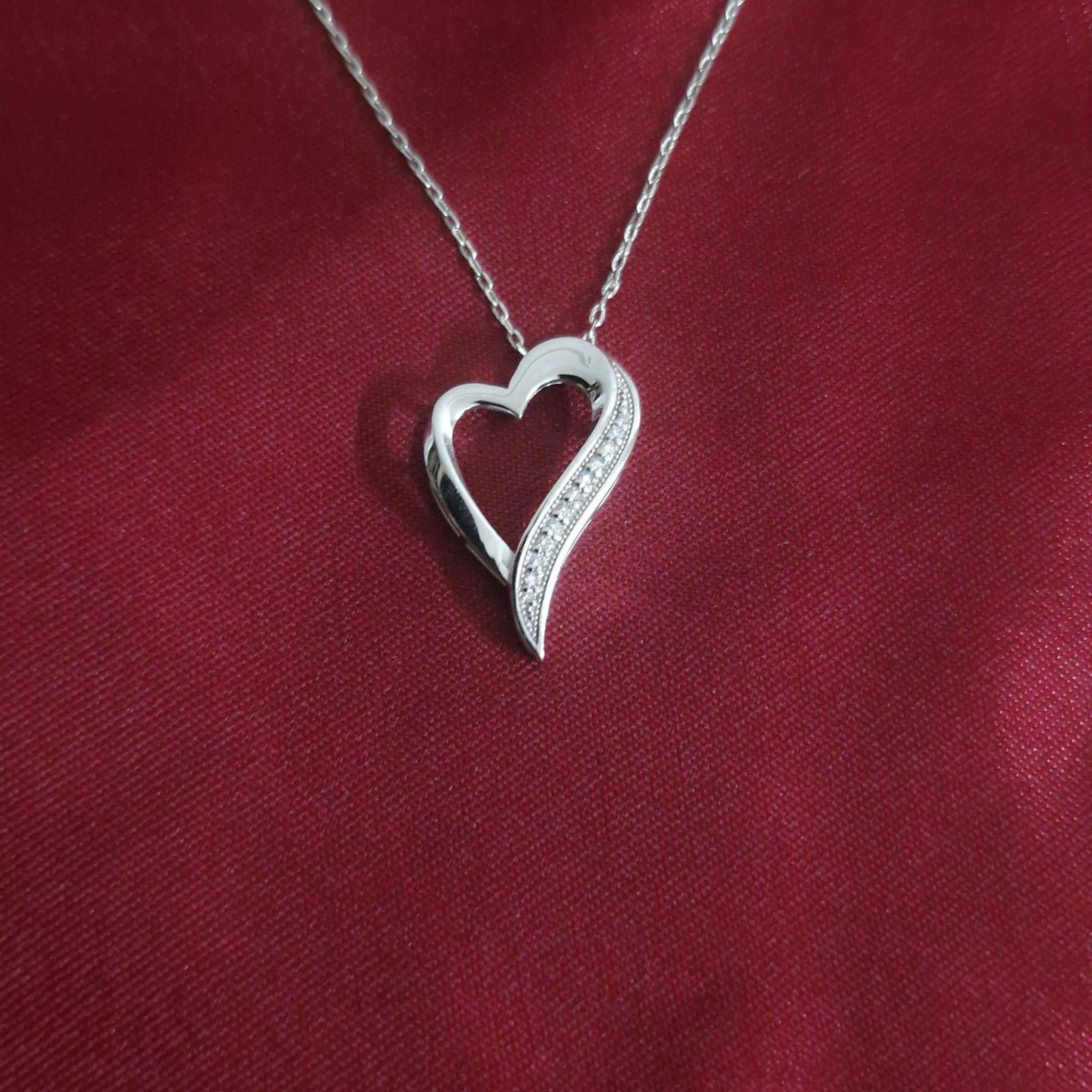 Elegant Open Heart Lab-Grown Diamond Pendant in 925 Sterling Silver