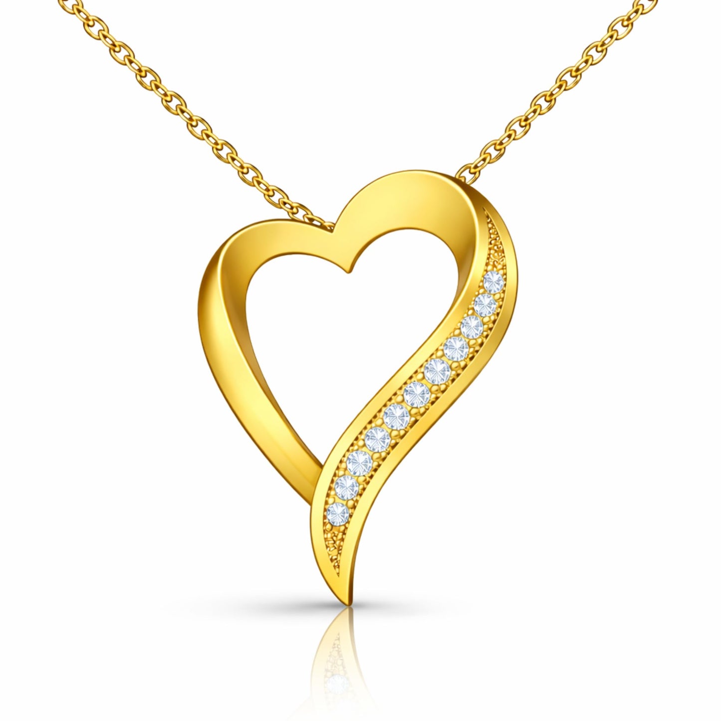 Elegant Open Heart Lab-Grown Diamond Pendant in 925 Sterling Silver
