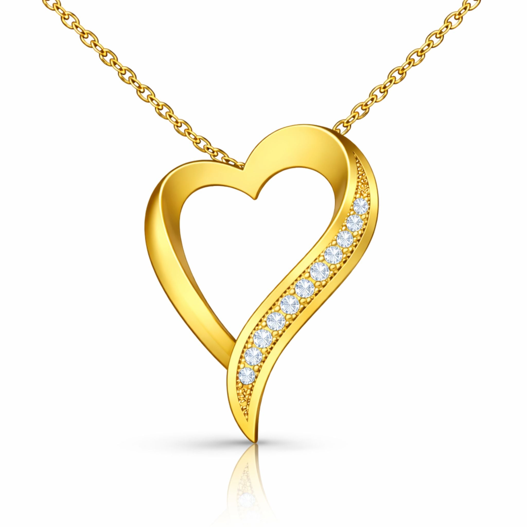 Elegant Open Heart Lab-Grown Diamond Pendant in 925 Sterling Silver