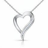 Elegant Open Heart Lab-Grown Diamond Pendant in 925 Sterling Silver with Chain