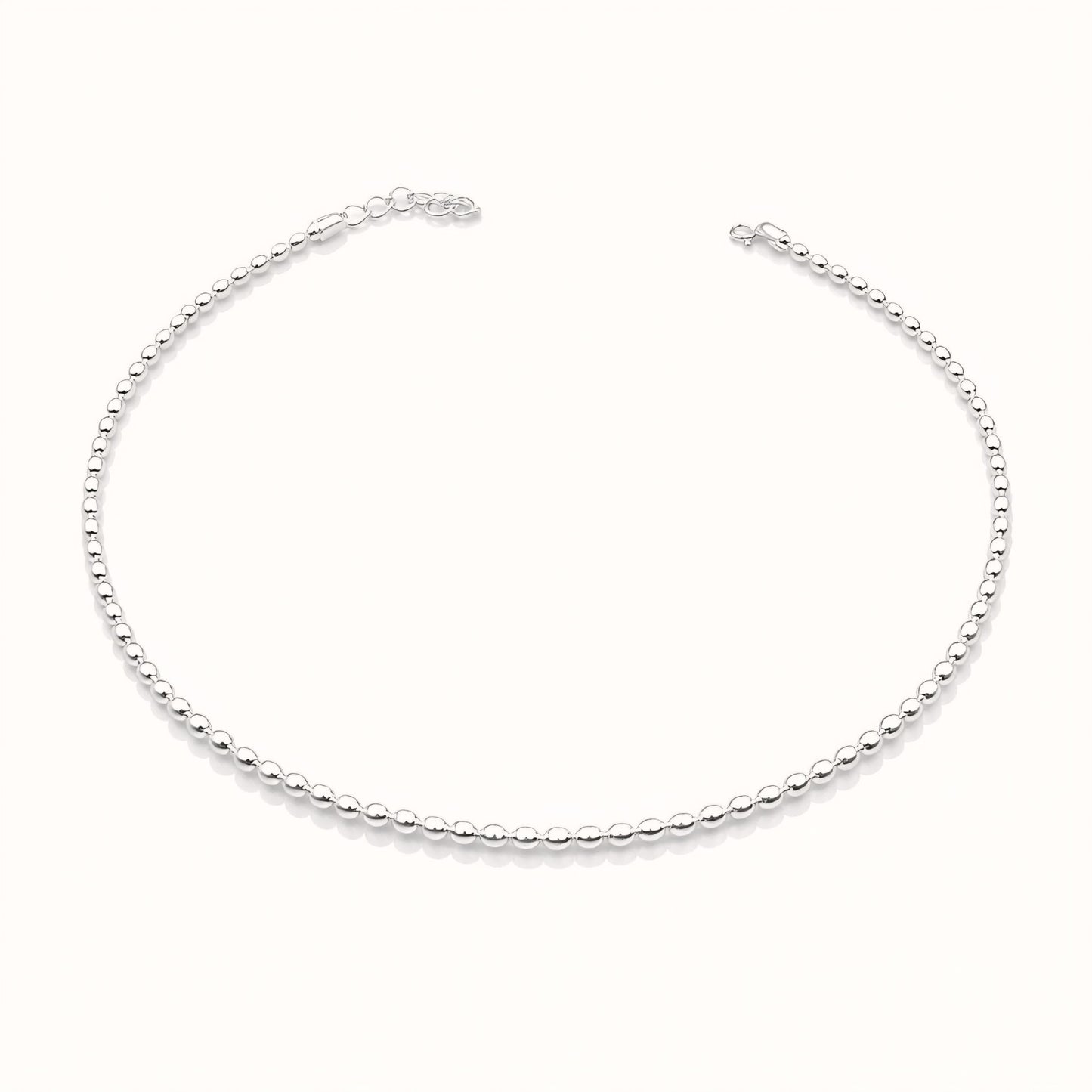 925 Sterling Silver Anklet with Polished Beads