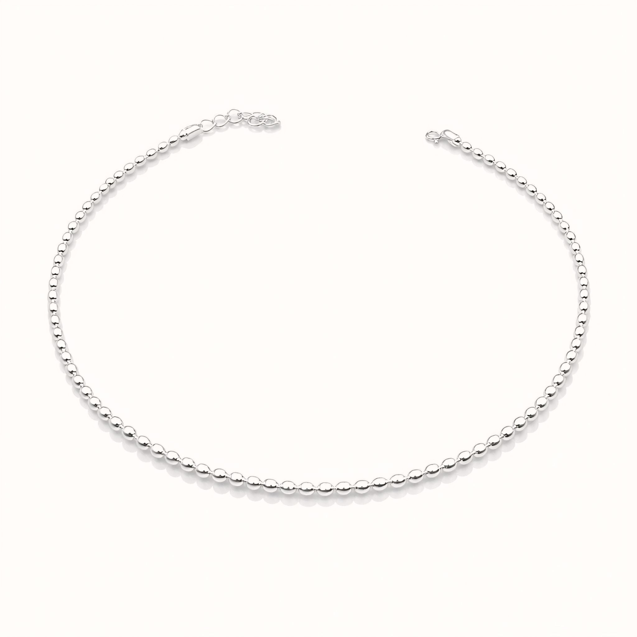925 Sterling Silver Anklet with Polished Beads