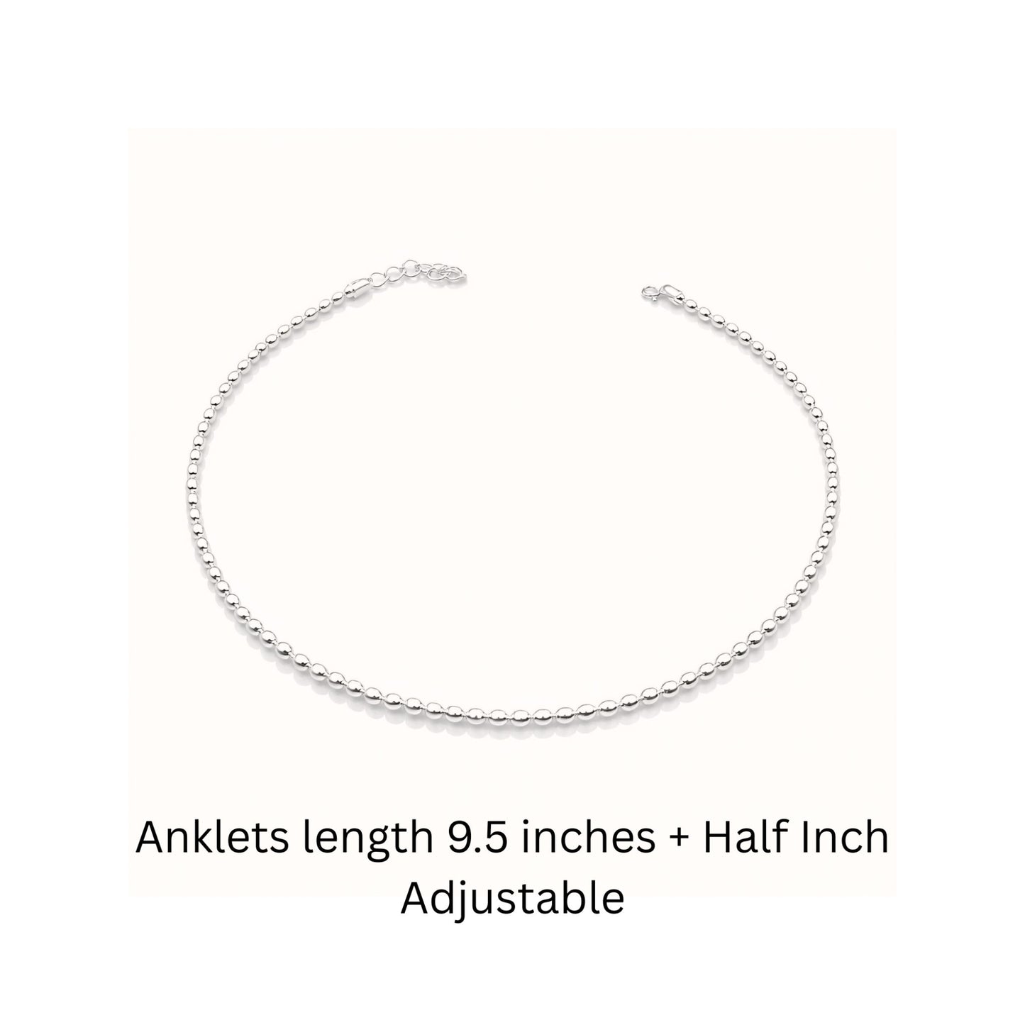925 Sterling Silver Anklet with Polished Beads