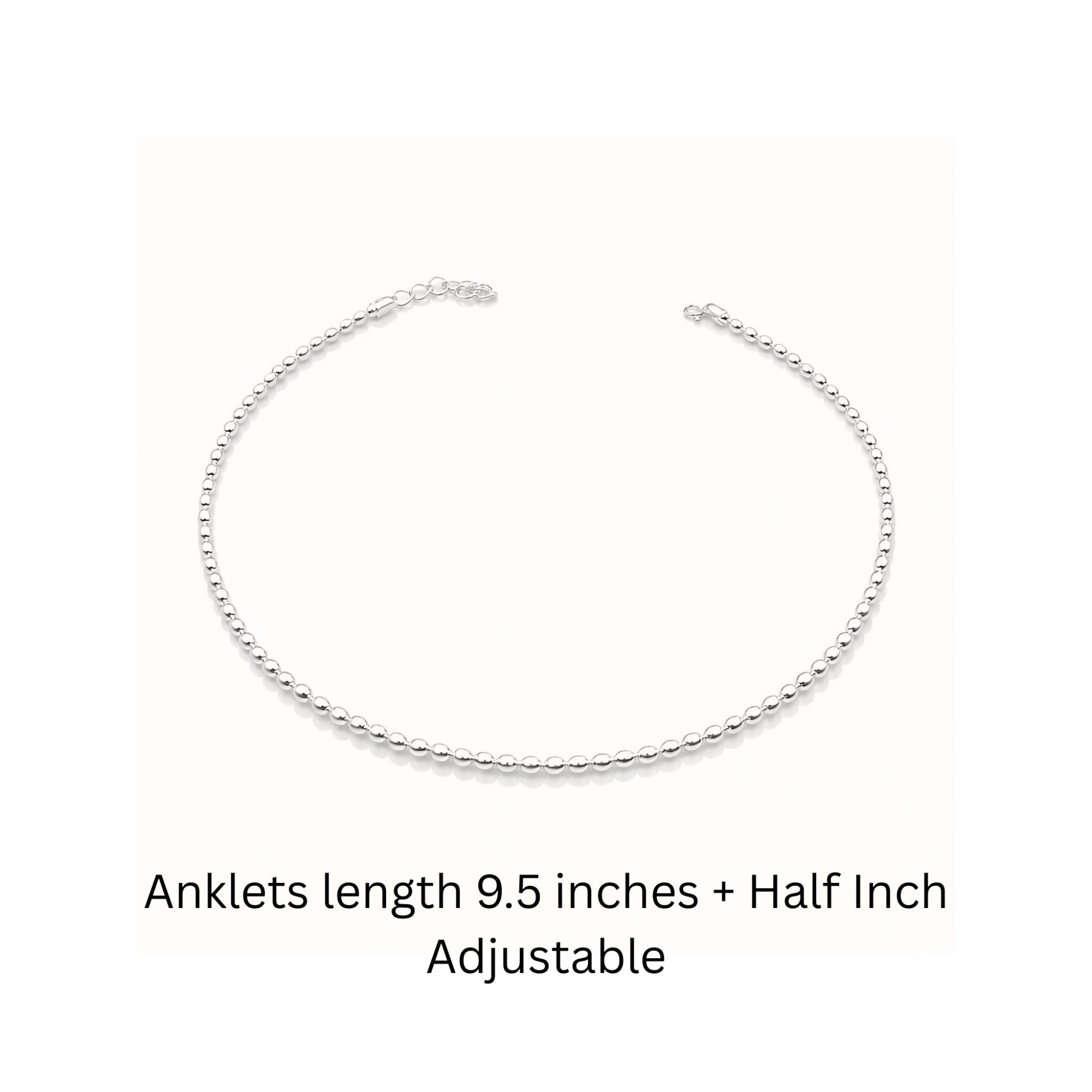 925 Sterling Silver Anklet with Polished Beads