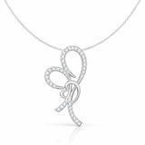 Elegant Ribbon Bow Lab-Grown Diamond Pendant in 925 Sterling Silver