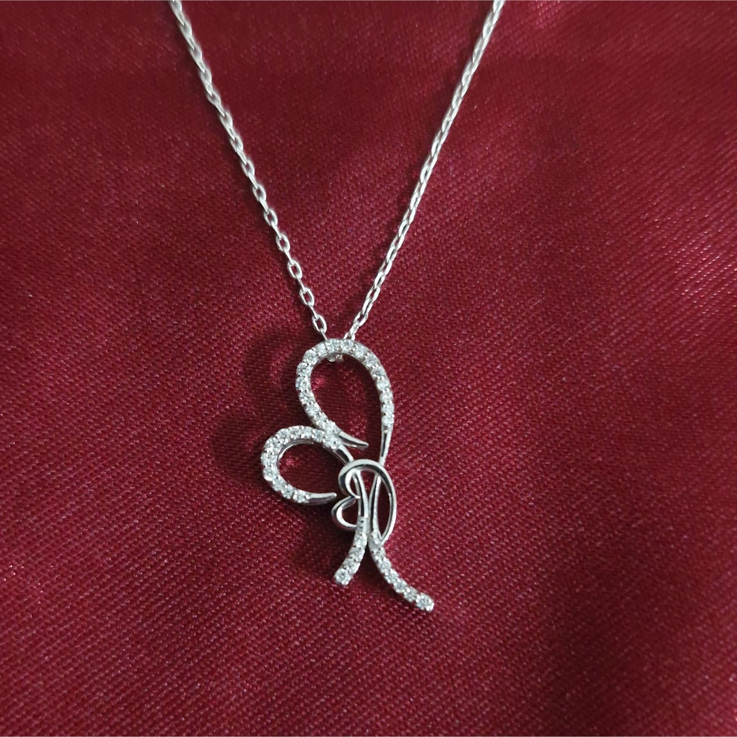 Elegant Ribbon Bow Lab-Grown Diamond Pendant in 925 Sterling Silver