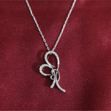 Elegant Ribbon Bow Lab-Grown Diamond Pendant in 925 Sterling Silver