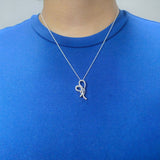 Elegant Ribbon Bow Lab-Grown Diamond Pendant in 925 Sterling Silver
