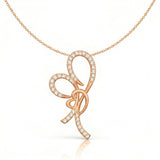 Elegant Ribbon Bow Lab-Grown Diamond Pendant in 925 Sterling Silver with Chain