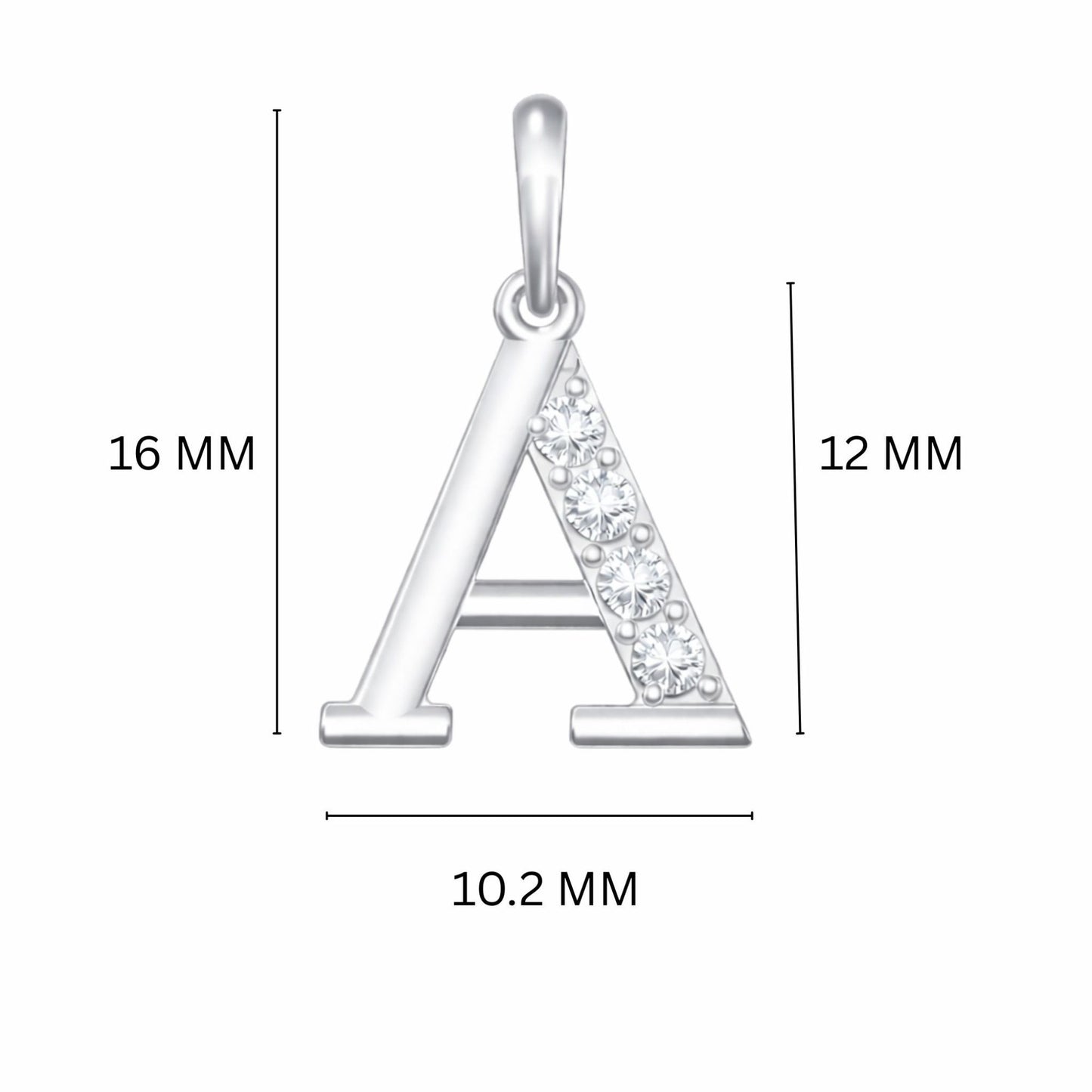 925 Sterling Silver Initial A Necklace With Cubic Zirconia