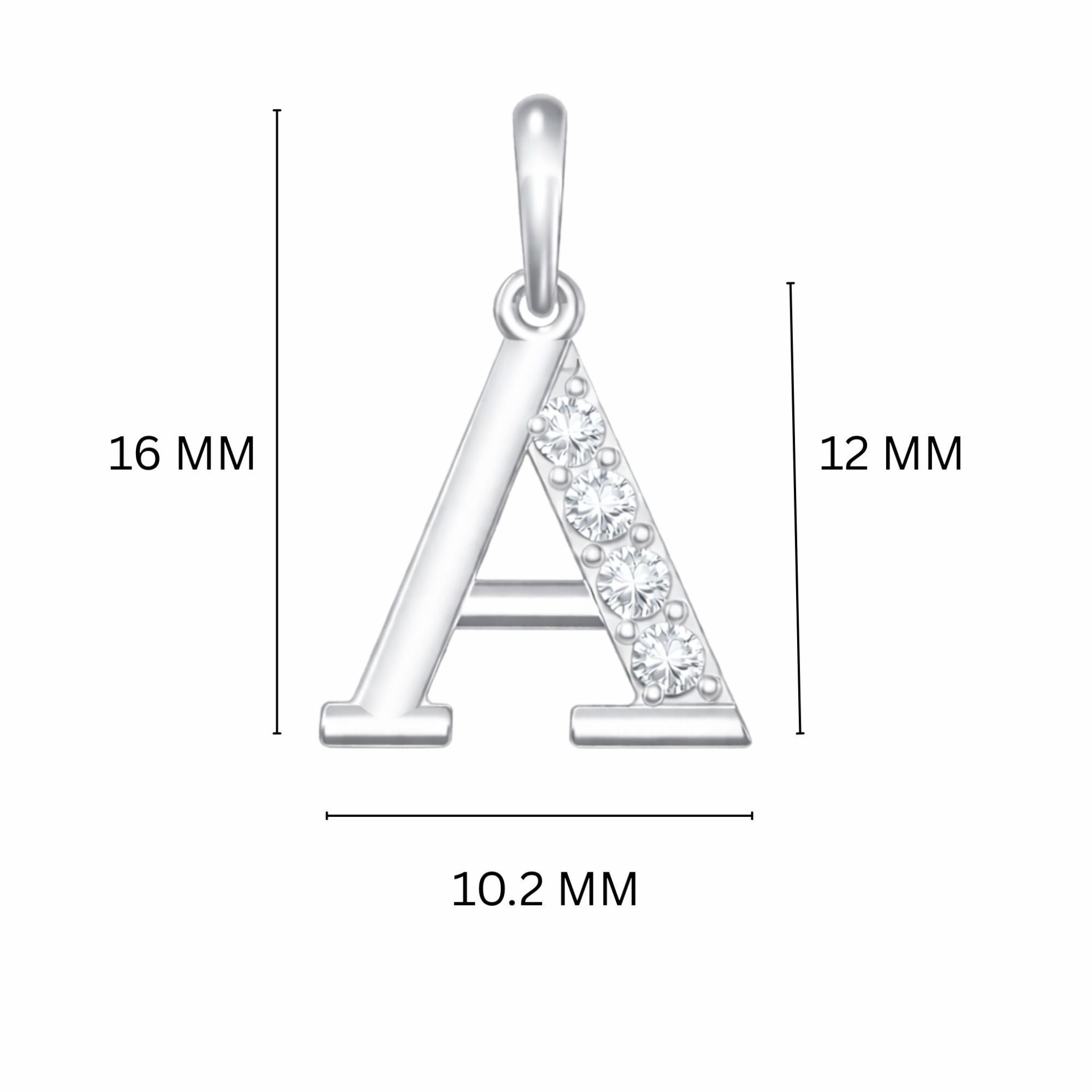 925 Sterling Silver Initial A Necklace With Cubic Zirconia