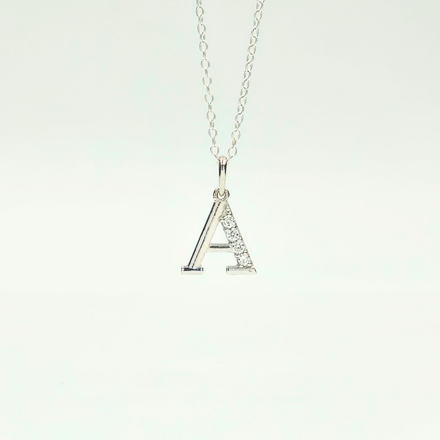 925 Sterling Silver Initial A Necklace With Cubic Zirconia