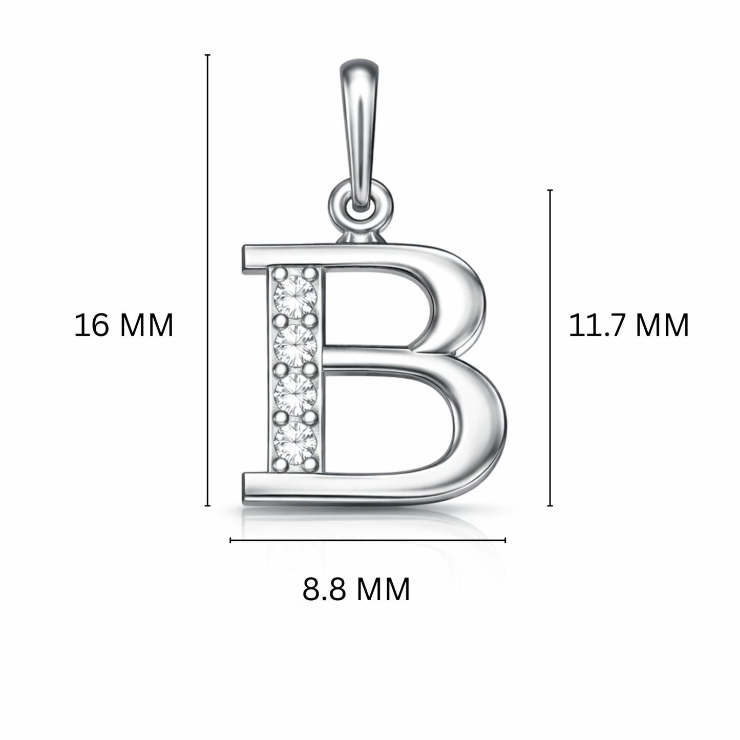 925 Sterling Silver Initial B Necklace With Cubic Zirconia