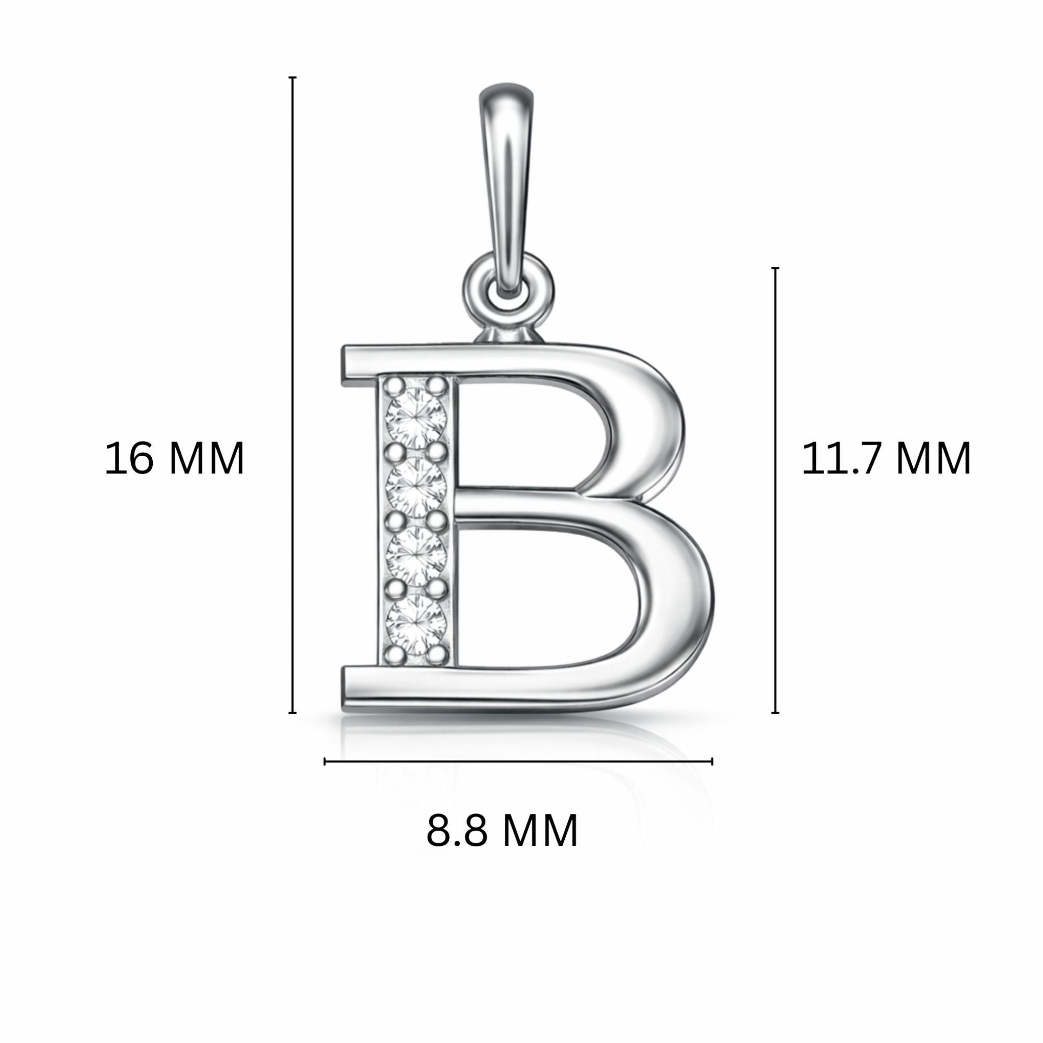 925 Sterling Silver Initial B Necklace With Cubic Zirconia