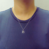 925 Sterling Silver Initial B Necklace With Cubic Zirconia