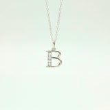 925 Sterling Silver Initial B Necklace With Cubic Zirconia