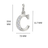 925 Sterling Silver Initial C Necklace With Cubic Zirconia