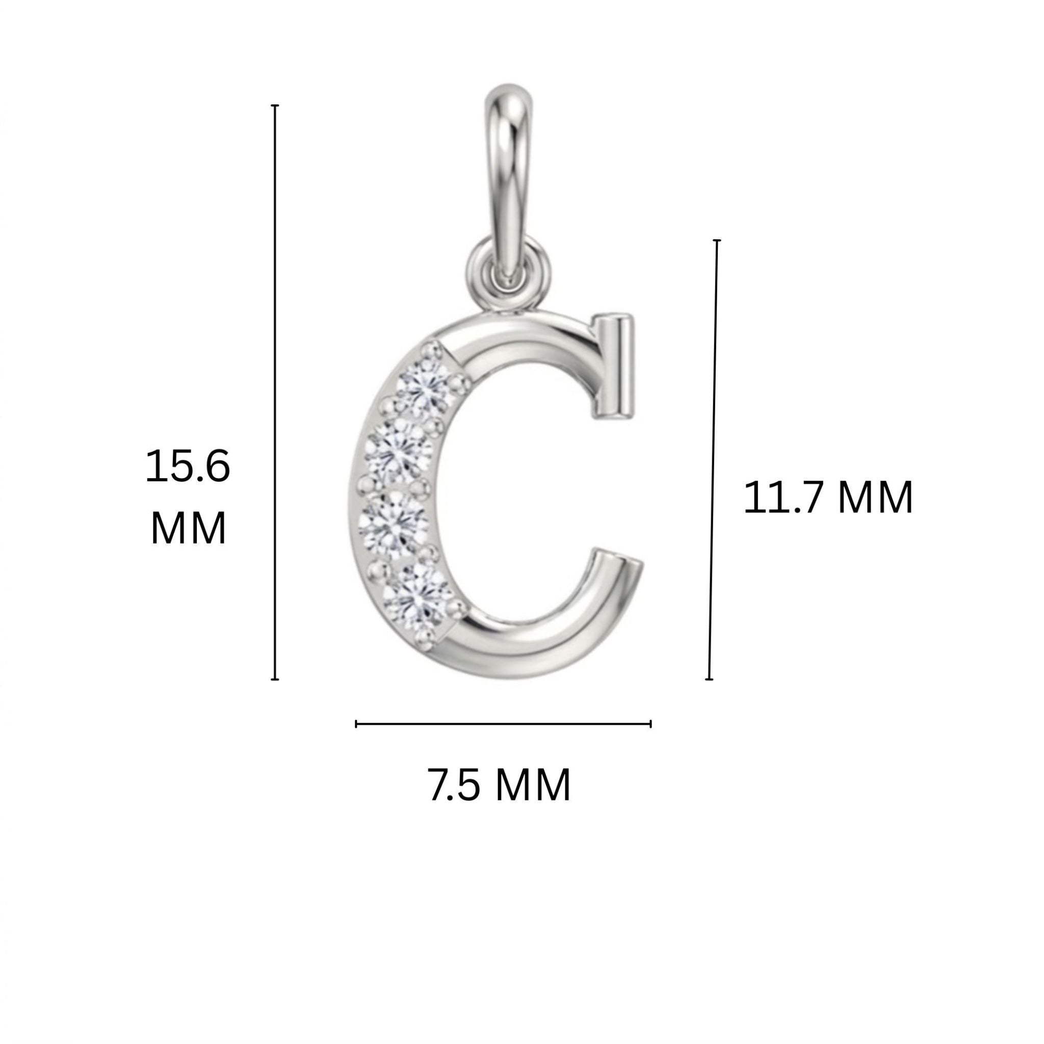 925 Sterling Silver Initial C Necklace With Cubic Zirconia