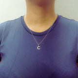 925 Sterling Silver Initial C Necklace With Cubic Zirconia