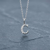 925 Sterling Silver Initial C Necklace With Cubic Zirconia