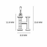 925 Sterling Silver Initial H Necklace With Cubic Zirconia
