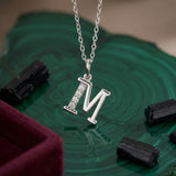 925 Sterling Silver Initial M Necklace With Cubic Zirconia