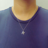 925 Sterling Silver Initial M Necklace With Cubic Zirconia