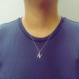 925 Sterling Silver Initial N Necklace With Cubic Zirconia