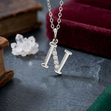 925 Sterling Silver Initial N Necklace With Cubic Zirconia