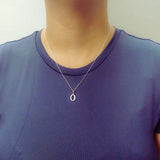 925 Sterling Silver Initial O Necklace With Cubic Zirconia