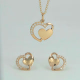 Rose Gold-Plated 925 Sterling Silver Interlocking Heart Pendant and Earrings Set With Cubic Zirconia