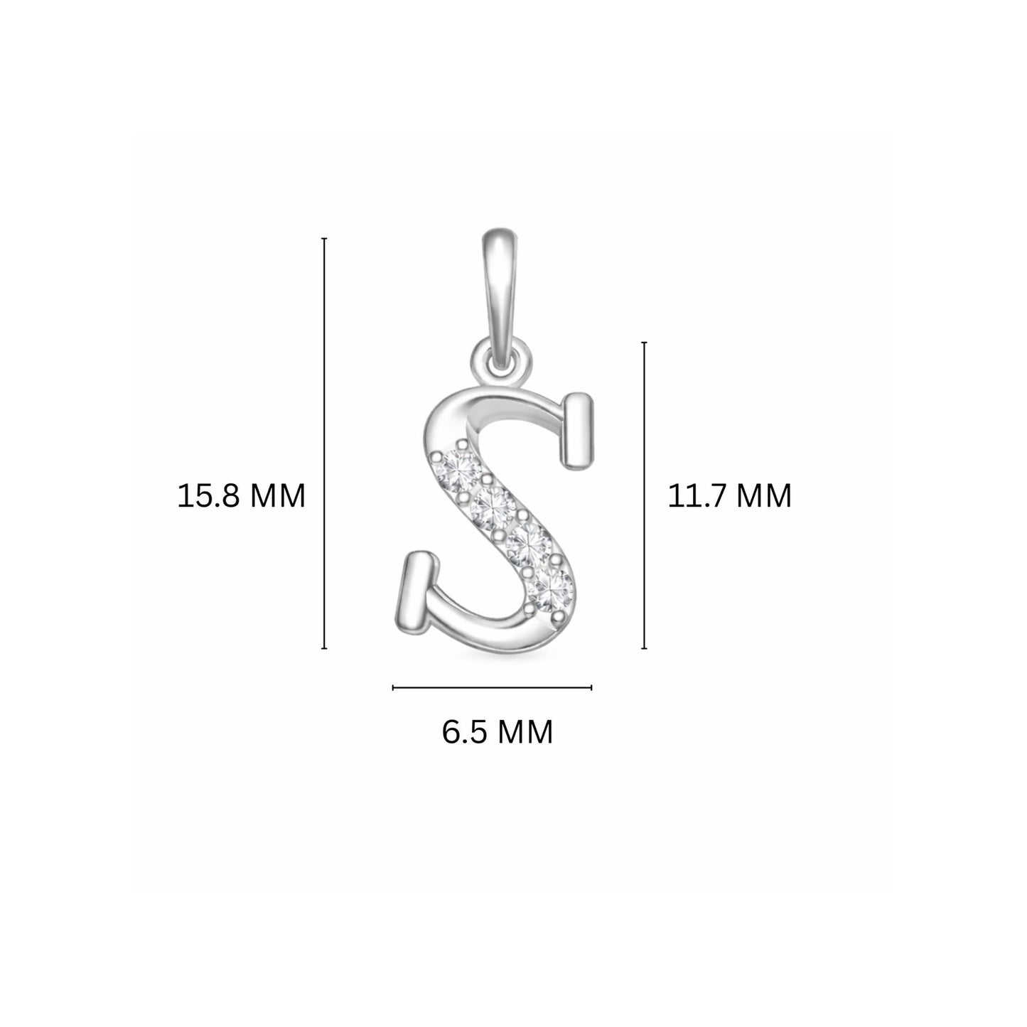925 Sterling Silver Initial S Necklace With Cubic Zirconia