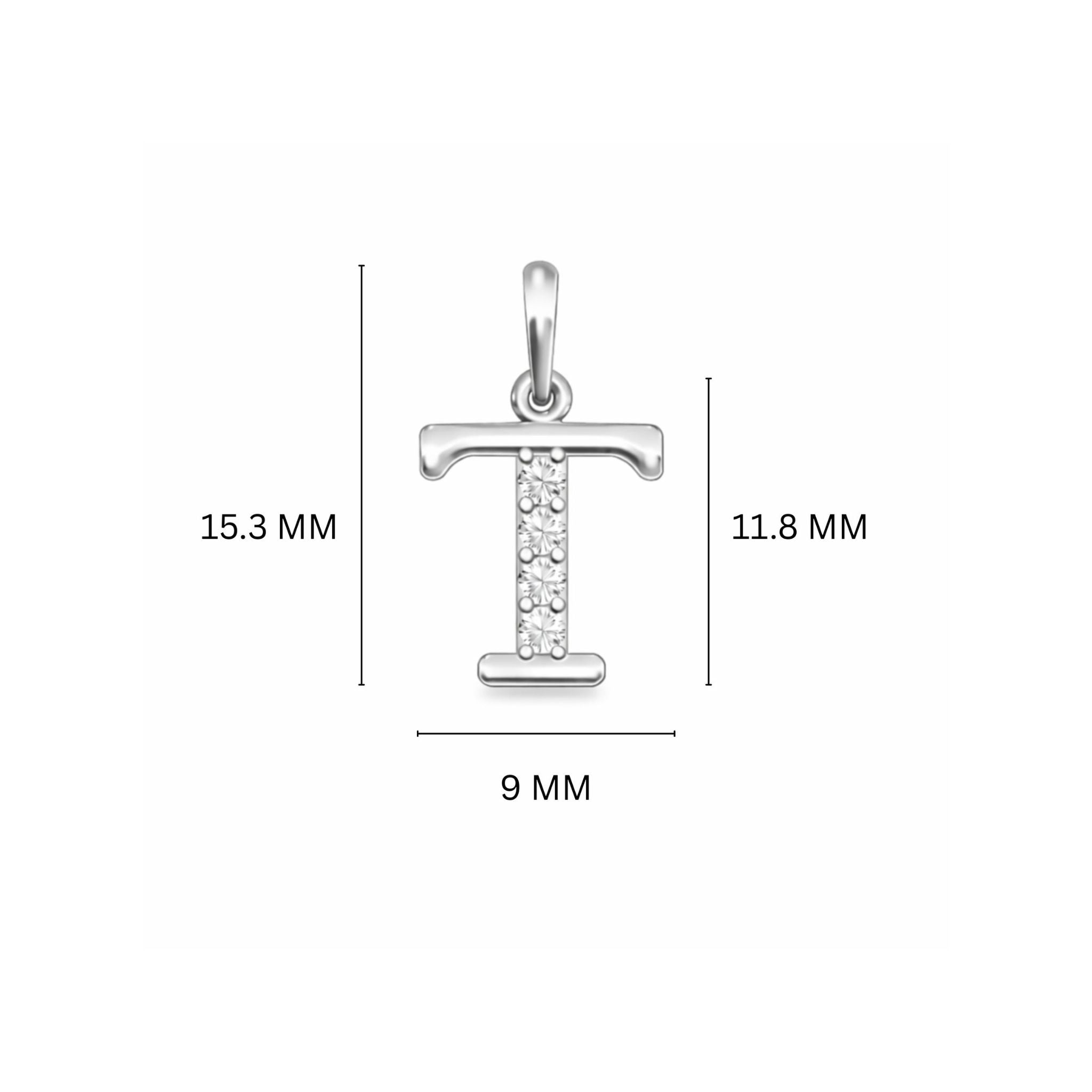 925 Sterling Silver Initial T Necklace With Cubic Zirconia