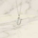 925 Sterling Silver Initial U Necklace With Cubic Zirconia