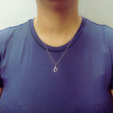 925 Sterling Silver Initial U Necklace With Cubic Zirconia