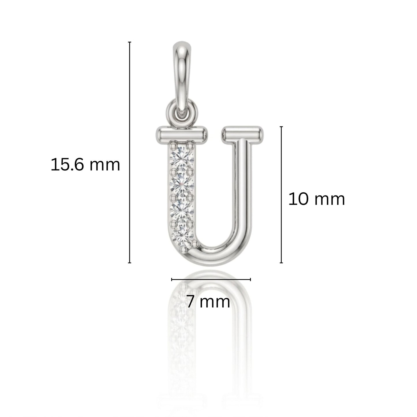 925 Sterling Silver Initial U Necklace With Cubic Zirconia